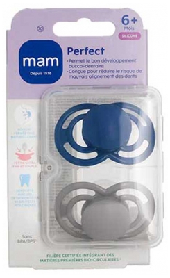 MAM 2 Chuchas Perfect Tendência 6 Meses e + - Cor: Azul e cinzento