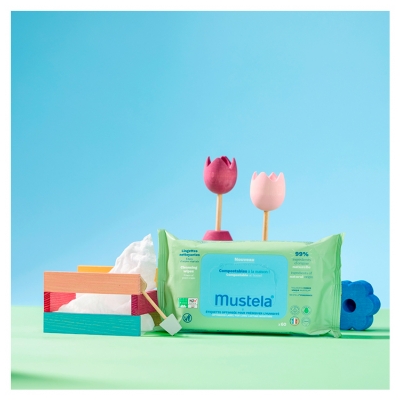 Mustela Lingettes Nettoyantes Compostables Avec Parfum 60 Lingettes