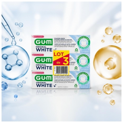 GUM Dentifricio Original White Set di 3 x 75 ml
