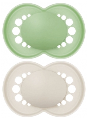 MAM 2 Sucettes Original Tendance 6 Mois et + - Couleur : Vert et Gris