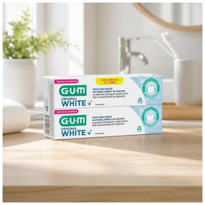 GUM Original White Tandpasta Pakke med 2 x 75 ml