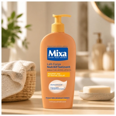 Mixa Vyživující a saténové tělové mléko 400 ml