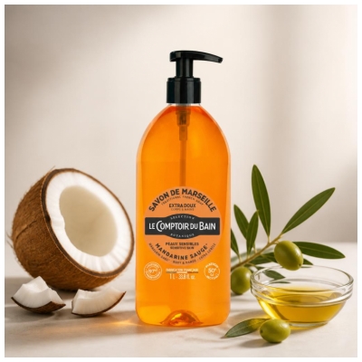 Le Comptoir du Bain Savon de Marseille Mandarine-Sauge 1 L