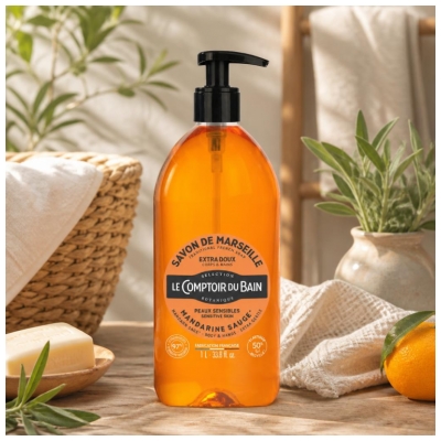 Le Theke du Bad Traditionelle Seife aus Marseille Mandarine-Salbei 1 L