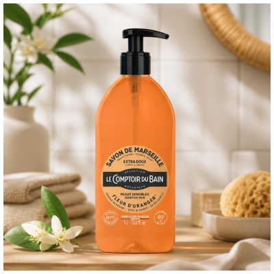 Le Comptoir du Bain Savon Traditionnel de Marseille Fleur d'Oranger 1 L