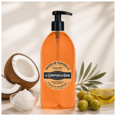 Le Comptoir du Bain Savon Traditionnel de Marseille Fleur d'Oranger 1 L