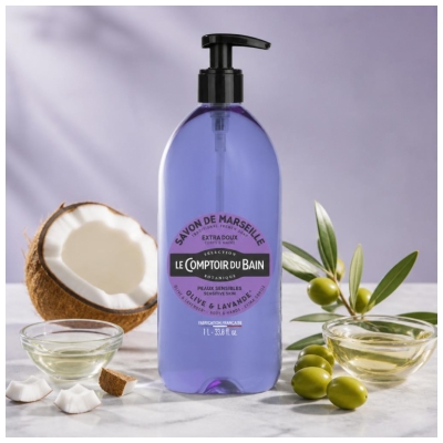 Săpun de Marsilia Măslin-Lavandă 1 L Comptoir du Bain
