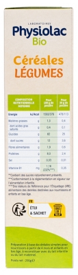 Physiolac Bio Céréales Légumes Dès 4 Mois 200 g