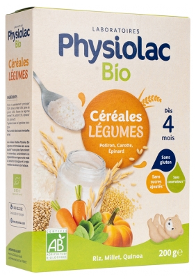 Physiolac Organic Cereals Vegetables From 4 Months 200g