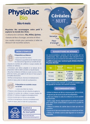 Physiolac Bio Céréales Nuit Dès 4 Mois 200 g