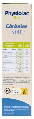 Physiolac Bio Céréales Nuit Dès 4 Mois 200 g