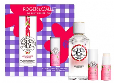 Roger & Gallet Gingembre Rouge Coffret Eau Parfumée Bienfaisante 100 ml + Parfum Solide Rose Bienfaisant 5 g Offert