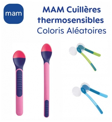 MAM Cuillères Thermosensibles + Étui 6 Mois et + - Couleur : Vert