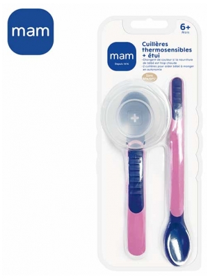 MAM Cuillères Thermosensibles + Étui 6 Mois et + - Couleur : Vert