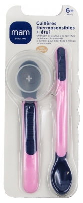 MAM Thermosensitive Spoons + Case 6 Months and + - Colour: Pink