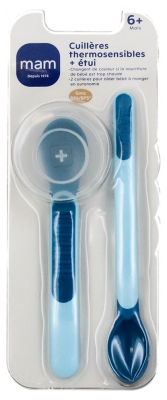 MAM Cuillères Thermosensibles + Étui 6 Mois et + - Couleur : Bleu