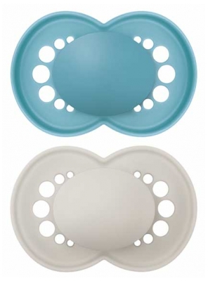 MAM 2 Sucettes Original Tendance 6 Mois et + - Couleur : Bleu et Gris