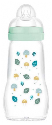 MAM Glasflasche Premium 260 ml ab 2 Monate und + Durchfluss 2 - Farbe: Blau