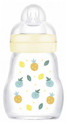 MAM Biberon Verre Premium 170 ml 0 Mois et + Débit 1 - Modèle : Cocktail de Fruits