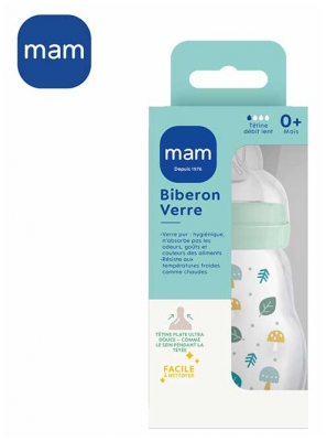 Mamadeira de Vidro Premium MAM 170 ml 0 Meses e + Fluxo 1 - Modelo: Floresta