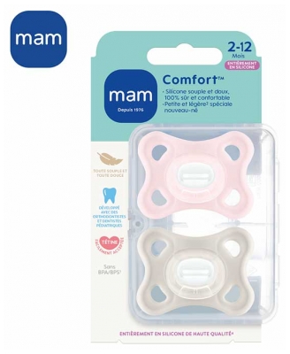 MAM Comfort 2 Silikonowe 2-6 Miesięcy - Kolor: Ró?owy i be?owy