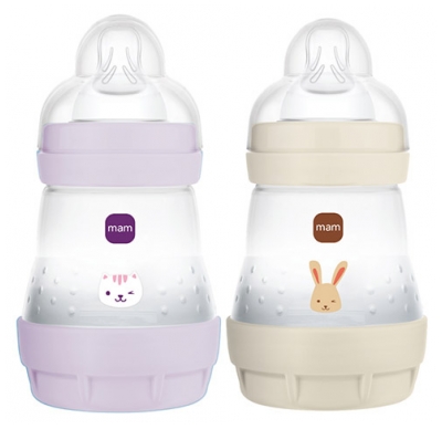 MAM 2 Biberon Easy Start 160 ml 0 Mesi e + Flusso 1 Lento - Colore: Lilla/Sabbia