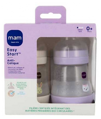 MAM 2 Butelki Easy Start 160 ml od 0 miesięcy Wolny Przepływ 1