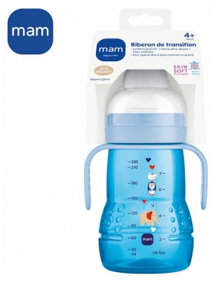 MAM Transition Bottle 220ml 4 Months and + - Colour: Blue