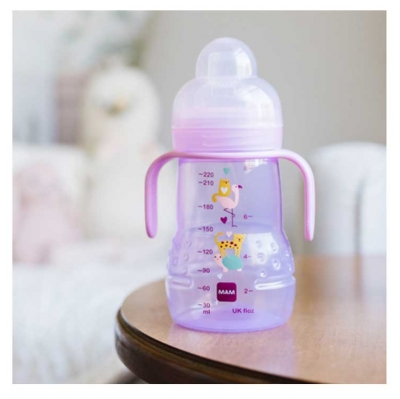 MAM Biberão de Transição 220 ml 4 Meses e + - Cor: Rosa