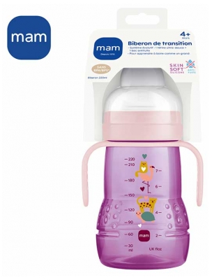 MAM Biberon de Transition 220 ml 4 Mois et + - Couleur : Rose