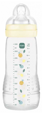 MAM Easy Active Biberon 2ème Âge 330 ml 6 Mois et + Débit Très Rapide - Couleur : Pearl