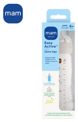Mamadeira MAM Easy Active 2ª Idade 330 ml 6 Meses e + Fluxo Muito Rápido - Cor: Areia