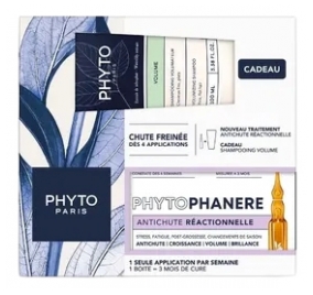 Phyto Phytophanère Traitement Antichute Réactionnelle 12 x 5 ml + Volume Shampoing Volumateur 100 ml Offert
