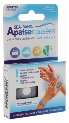 Sea Band Adultos Aliviador de Náuseas Par de Pulseiras de Acupressão - Cor: Cinzento