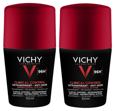 Vichy Homme Clinical Control Déodorant Détranspirant Anti-Odeur 96H Roll-On Lot de 2 x 50 ml