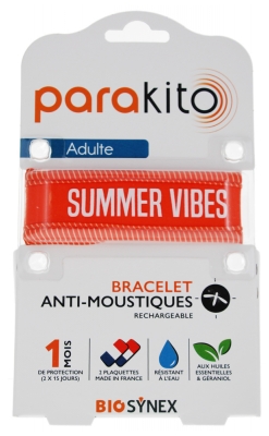 Brățară Anti-Țânțari Reîncărcabilă pentru Adulți Parakito - Model: Good Vibes Orange