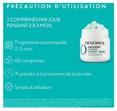 Oenobiol Hair Expert Chute de Cheveux Anti-Age Lot de 2 x 60 Comprimés