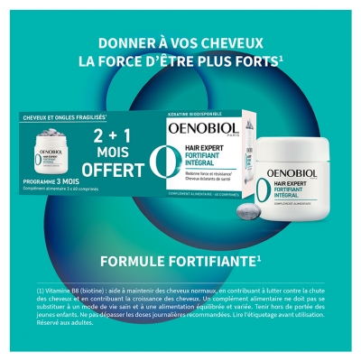 Oenobiol Hair Expert Fortifiant Intégral 2 Mois + 1 Mois Offert