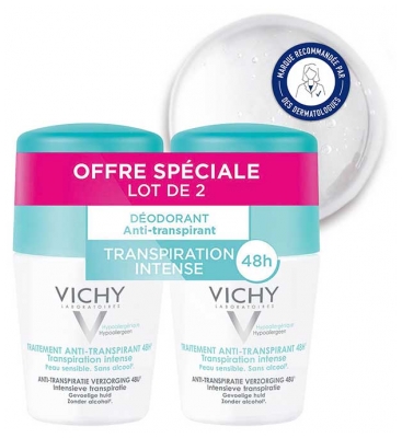 Vichy Déodorant Anti-Transpirant 48H Roll-On Lot de 2 x 50 ml