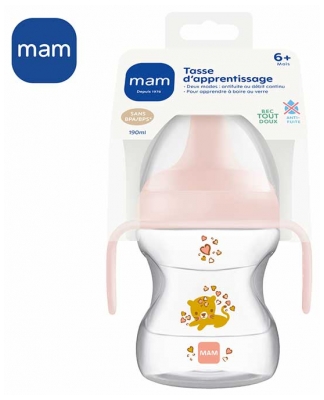 MAM Come una Grande Tazza con Manici 190 ml 6 Mesi e + - Colore: Rosa tigrato