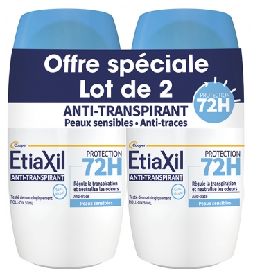 Etiaxil Déodorant Anti-Transpirant Protection 72H Roll-On Lot de 2 x 50 ml