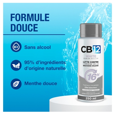 CB12 White 12 Heures Bain de Bouche Lot de 2 x 250 ml