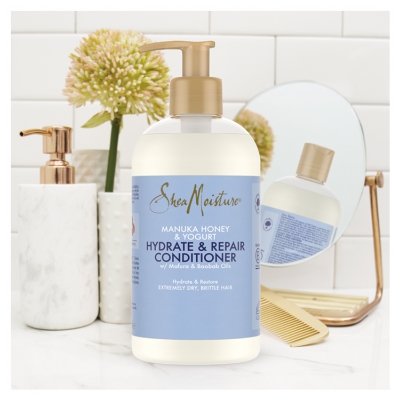 SheaMoisture Manukas medus un jogurta mitrinošs un atjaunojošs kondicionieris 384 ml