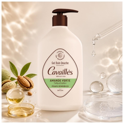 Cavaillès Gel Bain Douche Peaux Sensibles Amande Verte 1 L