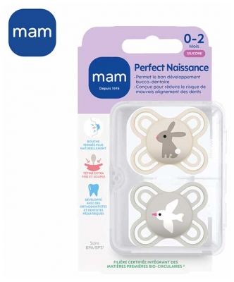 MAM 2 Nappar Perfect 0-2 Månader - Modell: Kanin och fågel