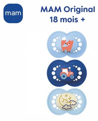 MAM 2 Sucettes Original Nature + 1 Sucette Original Nuit 18 Mois et +