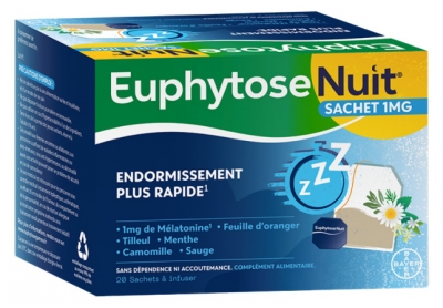 Bayer Santé Euphytose Nuit Mélatonine et Feuille d'Oranger 20 Sachets à Infuser