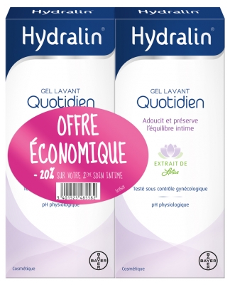 Hydralin Quotidien Gel Lavant Equilibre Intime Lot de 2 x 200 ml -20%