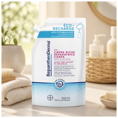 Bepanthen Derma Korjaava Ravitseva Vartalovoide Eko-Täyttöpakkaus 400 ml
