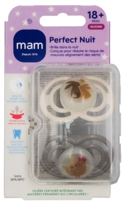 MAM 2 Chupetas Perfect Noite Animais 18 Meses e + - Modelo: Coelhos e galinhas